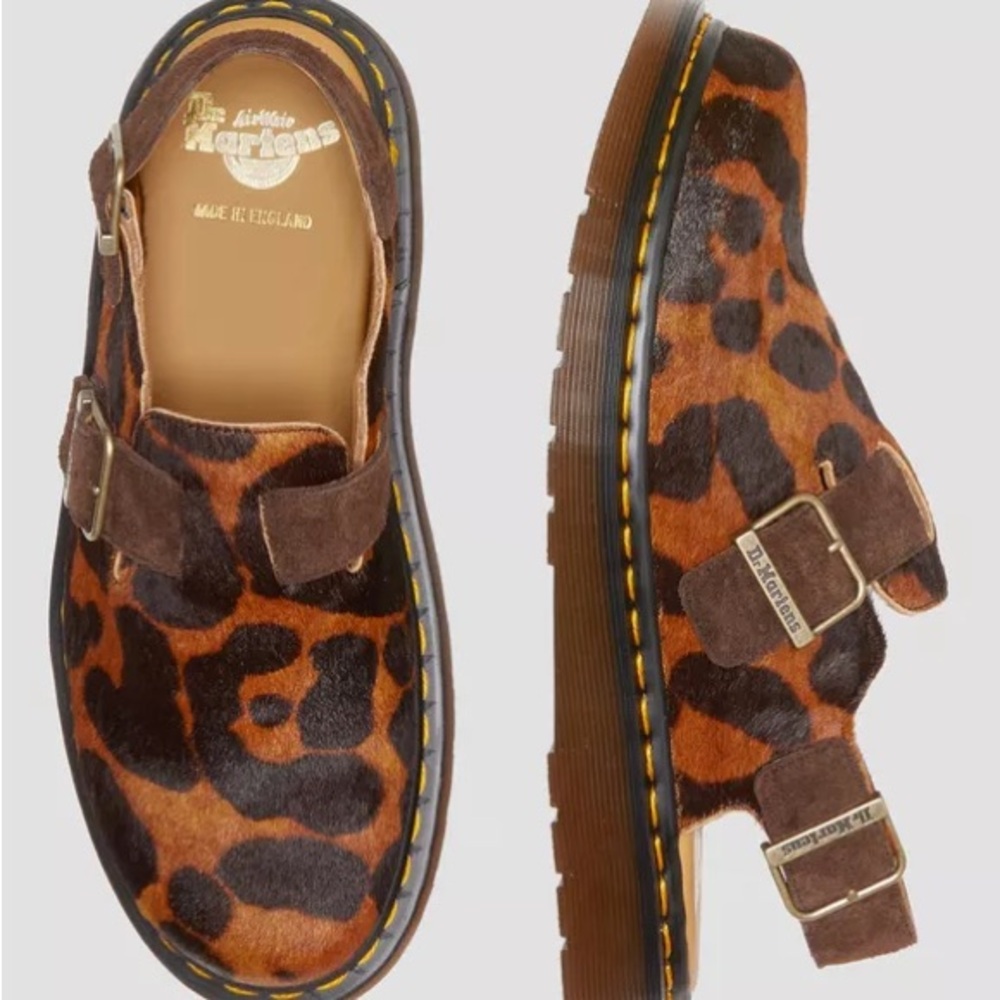 Dr. Martens Jorge Made in England Hair On Slingback Mule in Ocelot